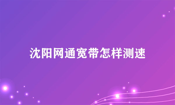 沈阳网通宽带怎样测速