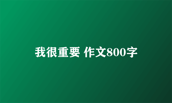 我很重要 作文800字