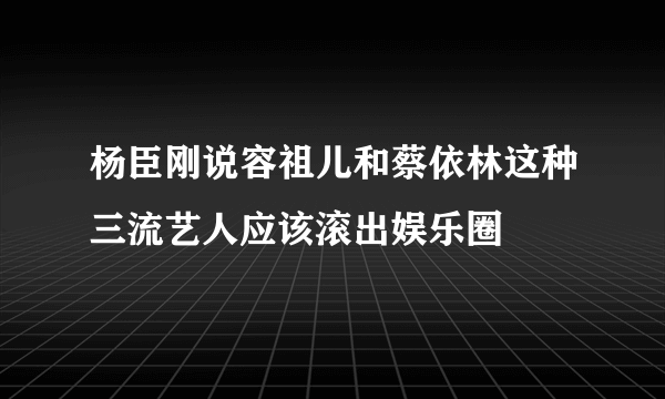 杨臣刚说容祖儿和蔡依林这种三流艺人应该滚出娱乐圈