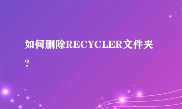 如何删除RECYCLER文件夹？