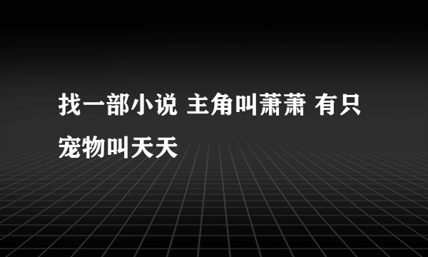 找一部小说 主角叫萧萧 有只宠物叫天天