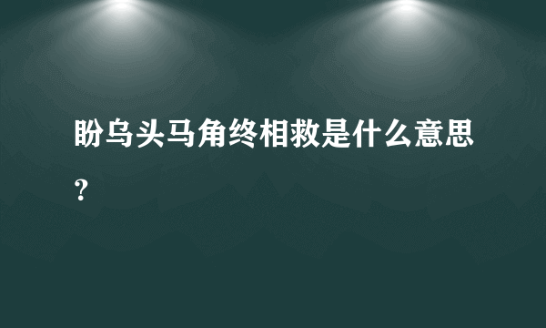 盼乌头马角终相救是什么意思？