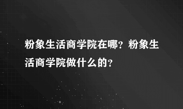 粉象生活商学院在哪？粉象生活商学院做什么的？