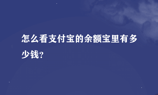 怎么看支付宝的余额宝里有多少钱？