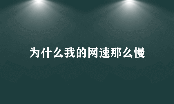 为什么我的网速那么慢