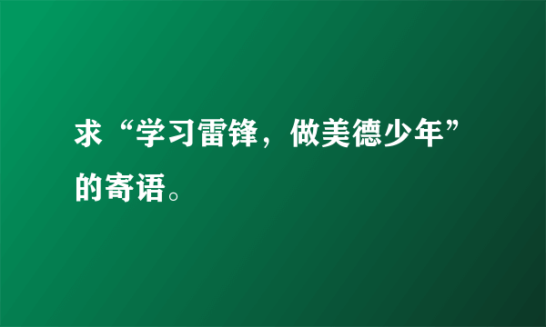 求“学习雷锋，做美德少年”的寄语。