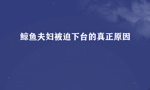 鲸鱼夫妇被迫下台的真正原因