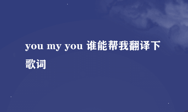 you my you 谁能帮我翻译下歌词