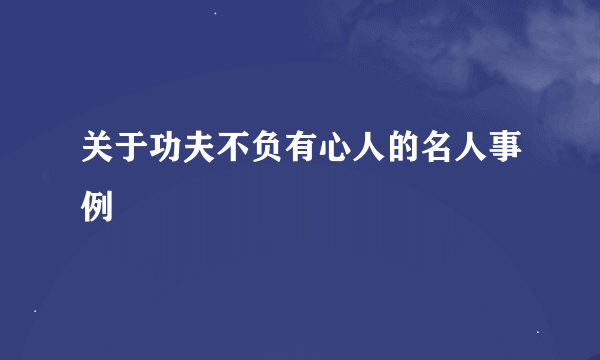 关于功夫不负有心人的名人事例