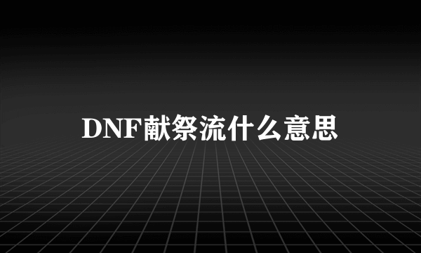 DNF献祭流什么意思