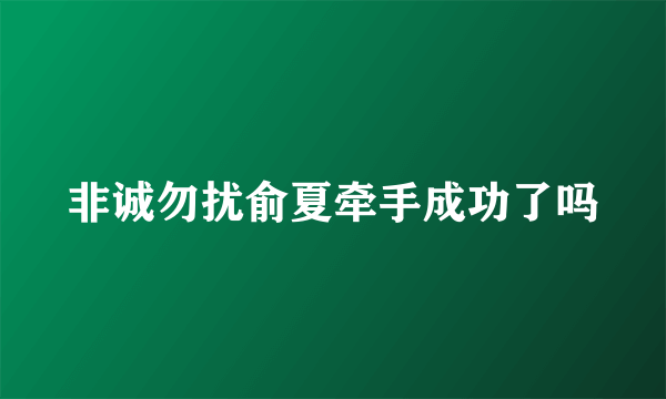 非诚勿扰俞夏牵手成功了吗