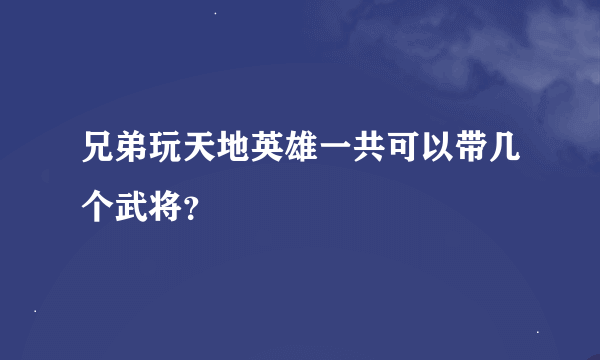 兄弟玩天地英雄一共可以带几个武将？