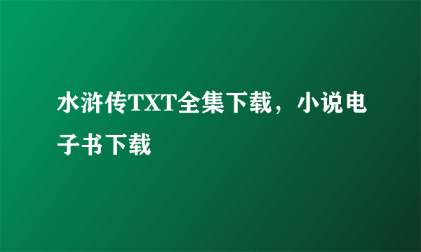 水浒传TXT全集下载，小说电子书下载