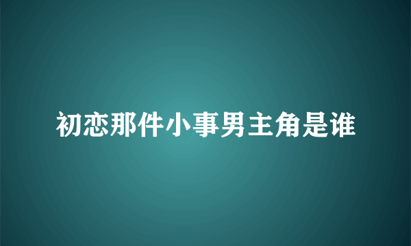 初恋那件小事男主角是谁