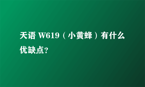 天语 W619（小黄蜂）有什么优缺点？