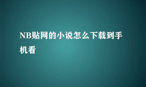 NB贴网的小说怎么下载到手机看