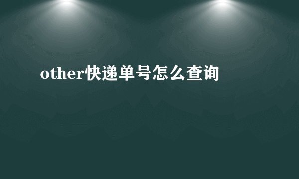 other快递单号怎么查询