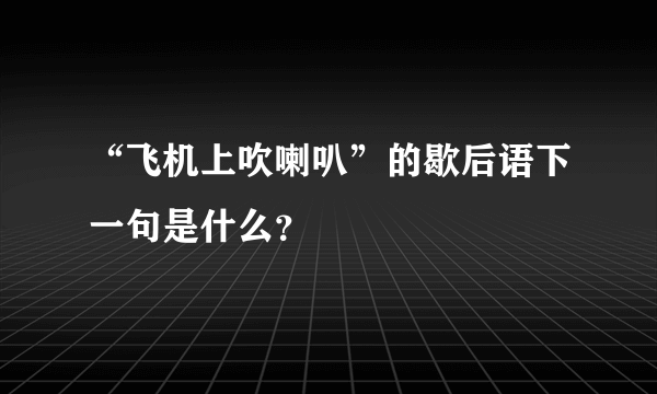 “飞机上吹喇叭”的歇后语下一句是什么？