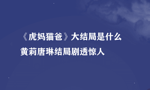 《虎妈猫爸》大结局是什么 黄莉唐琳结局剧透惊人