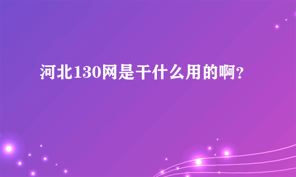 河北130网是干什么用的啊？