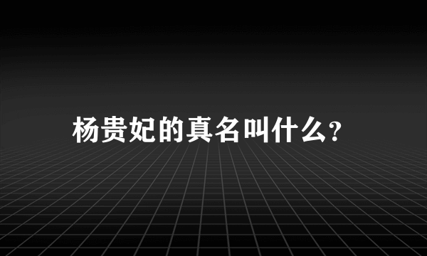 杨贵妃的真名叫什么？