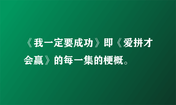 《我一定要成功》即《爱拼才会赢》的每一集的梗概。