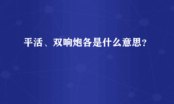 平活、双响炮各是什么意思？