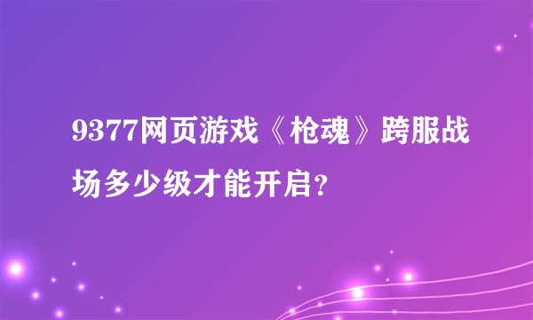 9377网页游戏《枪魂》跨服战场多少级才能开启？