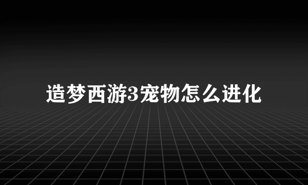 造梦西游3宠物怎么进化