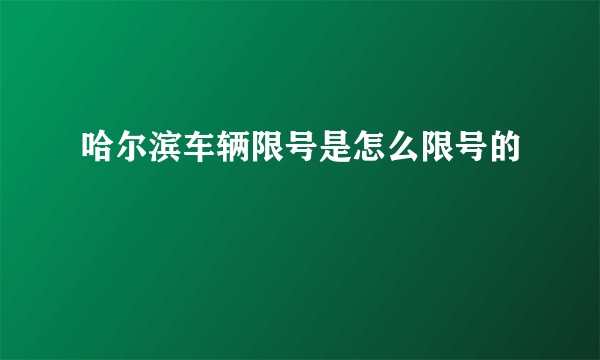 哈尔滨车辆限号是怎么限号的