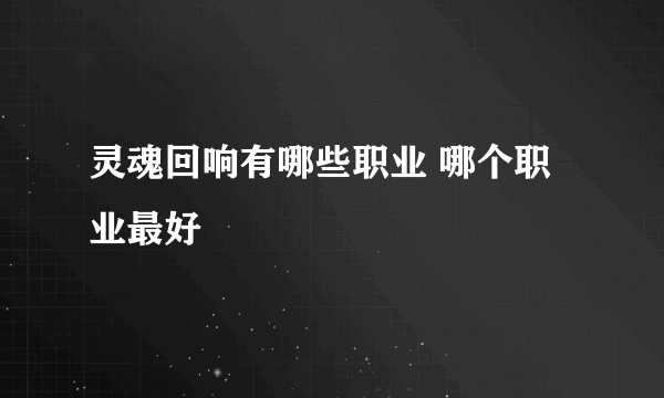 灵魂回响有哪些职业 哪个职业最好