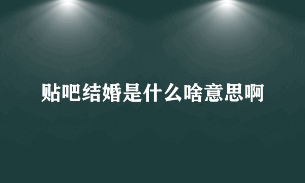 贴吧结婚是什么啥意思啊