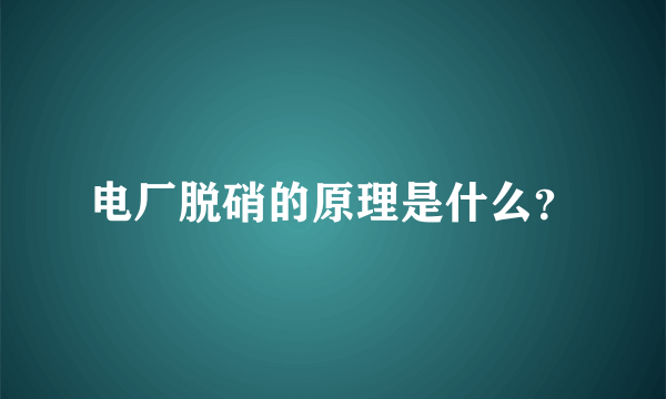 电厂脱硝的原理是什么？