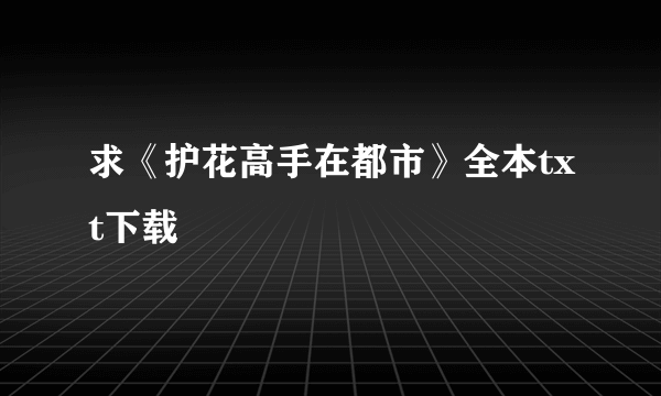 求《护花高手在都市》全本txt下载