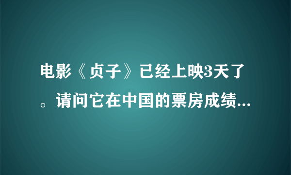 电影《贞子》已经上映3天了。请问它在中国的票房成绩怎样？或者有没有在中国上映？