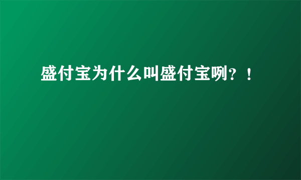 盛付宝为什么叫盛付宝咧？！