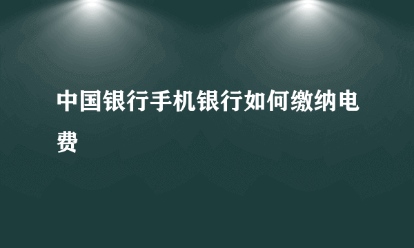 中国银行手机银行如何缴纳电费