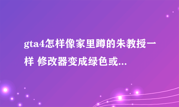 gta4怎样像家里蹲的朱教授一样 修改器变成绿色或者别的颜色