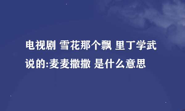 电视剧 雪花那个飘 里丁学武说的:麦麦撒撒 是什么意思