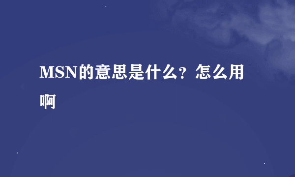 MSN的意思是什么？怎么用啊