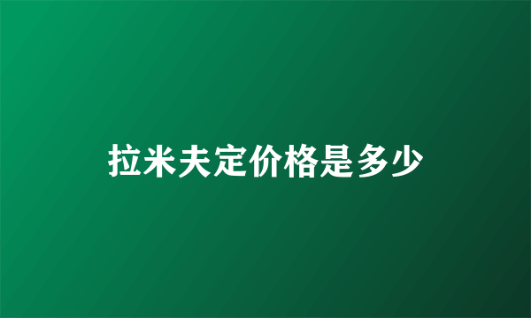 拉米夫定价格是多少