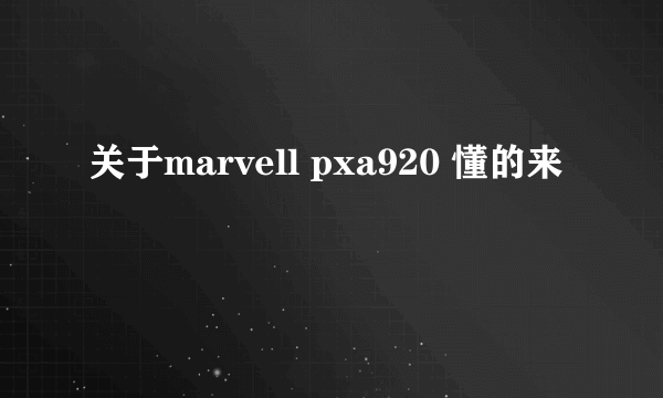 关于marvell pxa920 懂的来