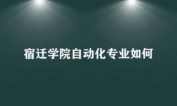 宿迁学院自动化专业如何