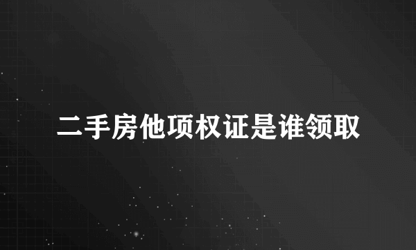 二手房他项权证是谁领取