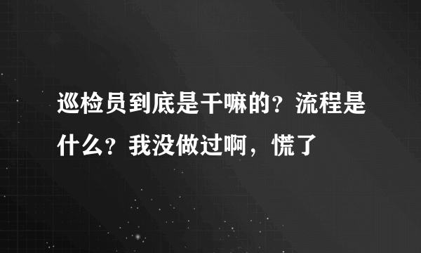 巡检员到底是干嘛的？流程是什么？我没做过啊，慌了