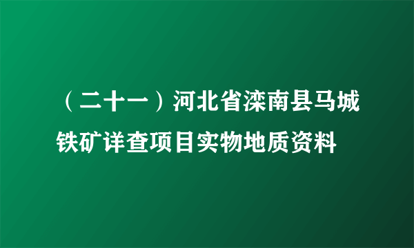 （二十一）河北省滦南县马城铁矿详查项目实物地质资料