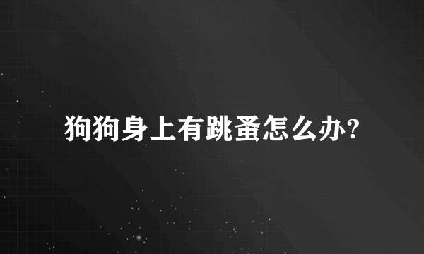 狗狗身上有跳蚤怎么办?