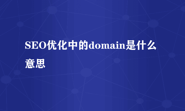 SEO优化中的domain是什么意思