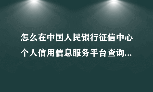 怎么在中国人民银行征信中心个人信用信息服务平台查询个人征信？