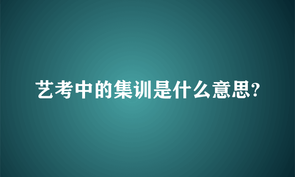 艺考中的集训是什么意思?